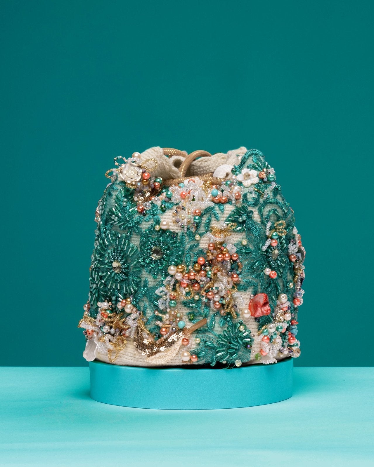 Emerald Bay Crossbody Bag with shell and pearl embellishments by Lottie Holiday