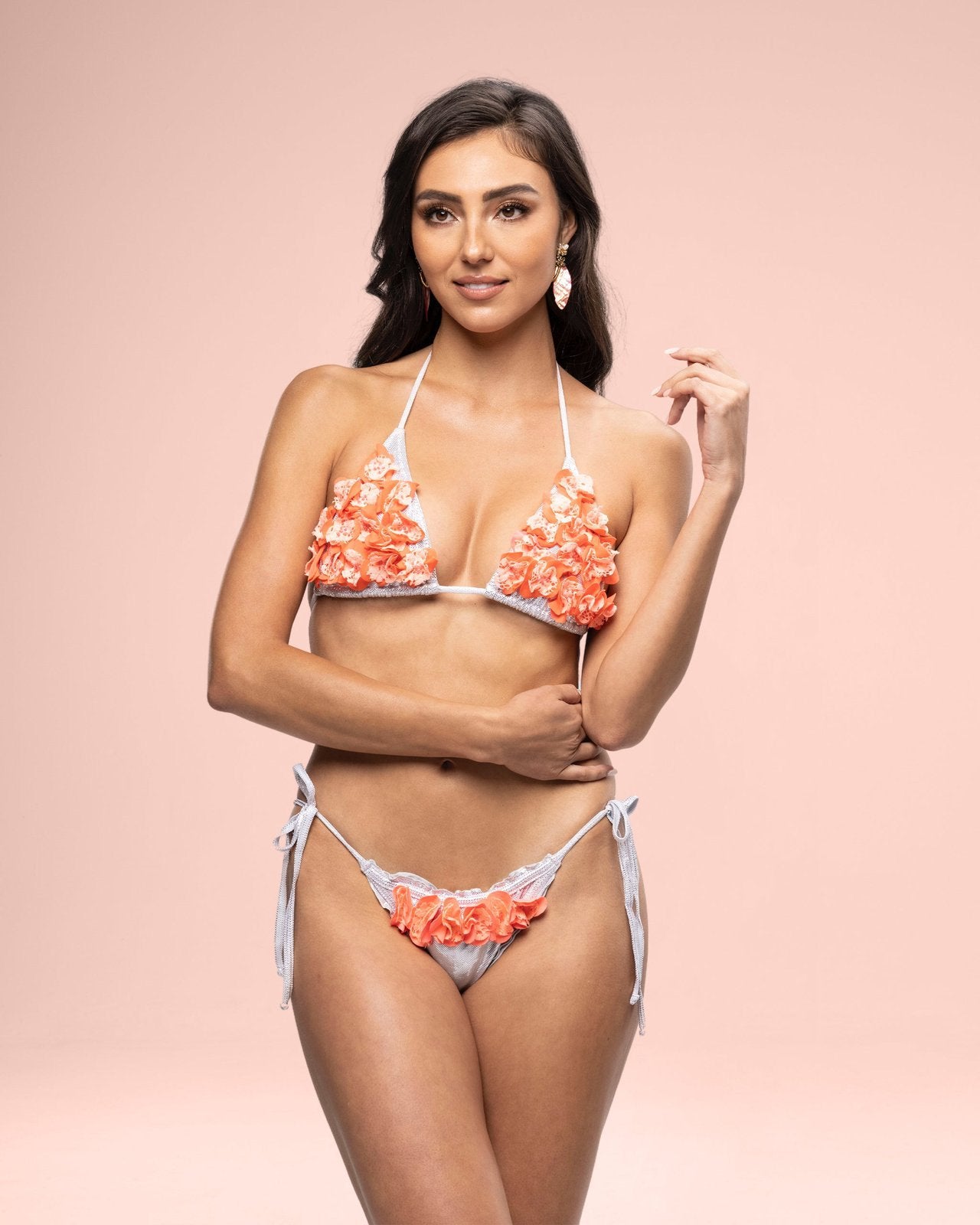 Coral Flower Bikini Top