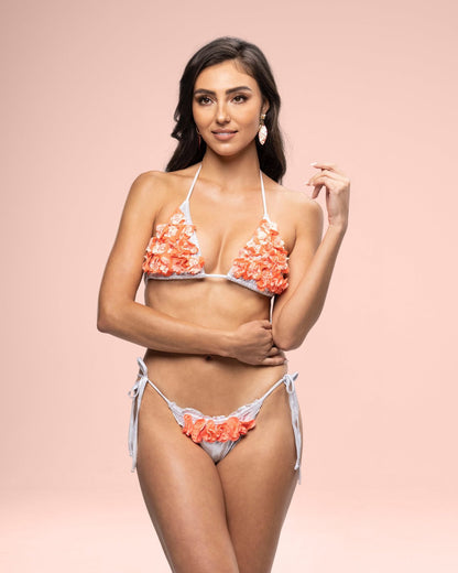 Coral Flower Bikini Top
